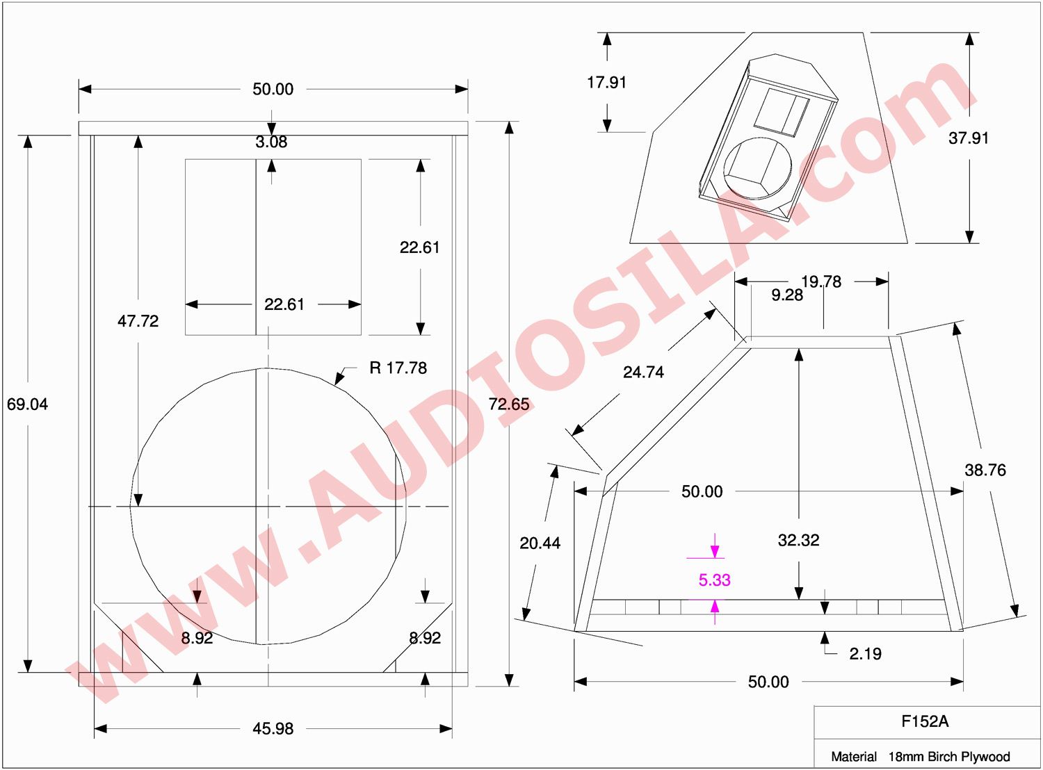 Конструкция корпуса Акустической Системы B&C F152A