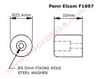 Penn Elcom F1697 ножка резиновая черная 25.4 x 32 мм
