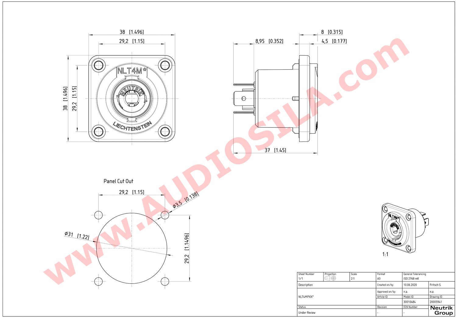 Speakon Neutrik NLT4MPXX чотириконтактне гніздо з'єднувач. Купити
